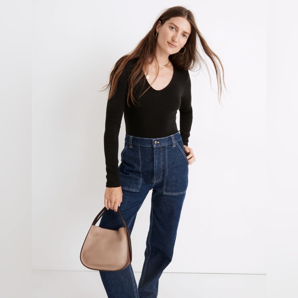 Madewell Classic Black V-Neck Bodysuit Top ❤️NWT❤️IN STORES❤️